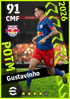 Gustavinho eFootball 2026 player card — 91 OVR CMF