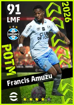 Francis Amuzu eFootball 2026 player card — 91 OVR LMF