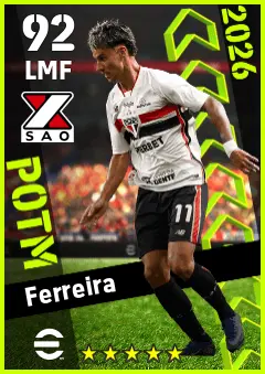 Ferreira eFootball 2026 player card — 92 OVR LMF