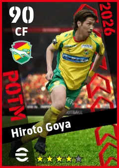 Hiroto Goya eFootball 2026 player card — 90 OVR CF