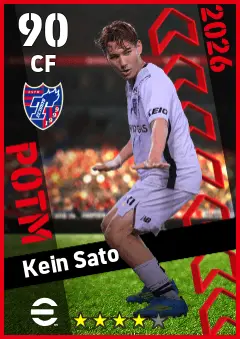 Kein Sato eFootball 2026 player card — 90 OVR CF