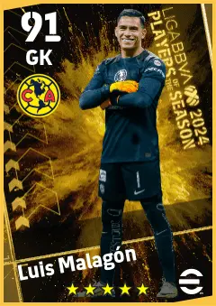 Luis Malagon eFootball 2026 player card — 91 OVR GK