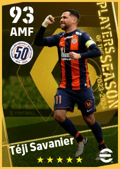 Teji Savanier eFootball 2026 player card — 93 OVR AMF