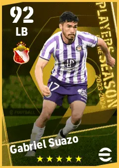 Gabriel Suazo eFootball 2026 player card — 92 OVR LB