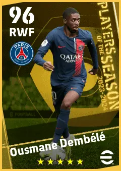 Ousmane Dembele eFootball 2026 player card — 96 OVR RWF