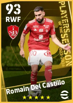Romain Del Castillo eFootball 2026 player card — 93 OVR RWF