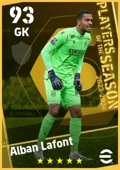 Alban Lafont eFootball 2026 player card — 93 OVR GK