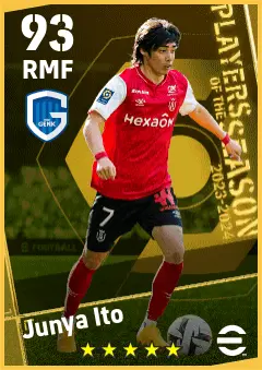 Junya Ito eFootball 2026 player card — 93 OVR RMF