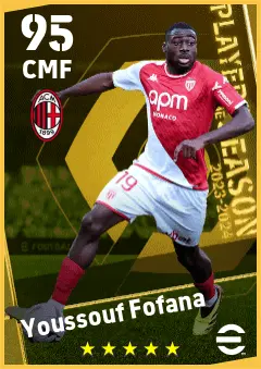 Youssouf Fofana eFootball 2026 player card — 95 OVR CMF