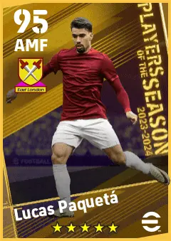 Lucas Paqueta eFootball 2026 player card — 95 OVR AMF