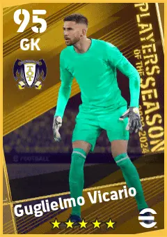 Guglielmo Vicario eFootball 2026 player card — 95 OVR GK
