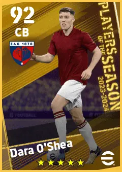 Dara O Shea eFootball 2026 player card — 92 OVR CB