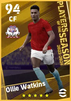 Ollie Watkins eFootball 2026 player card — 94 OVR CF