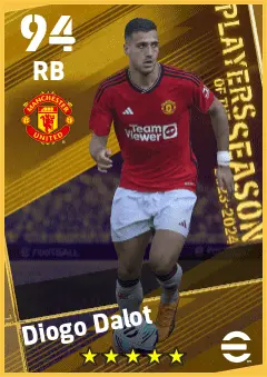 Diogo Dalot eFootball 2026 player card — 94 OVR RB