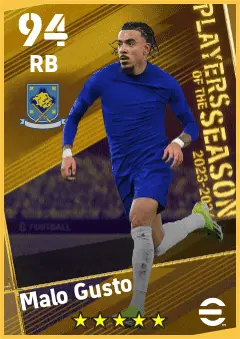 Malo Gusto eFootball 2026 player card — 94 OVR RB