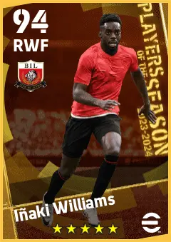 Inaki Williams eFootball 2026 player card — 94 OVR RWF