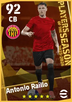 Antonio Raillo eFootball 2026 player card — 92 OVR CB