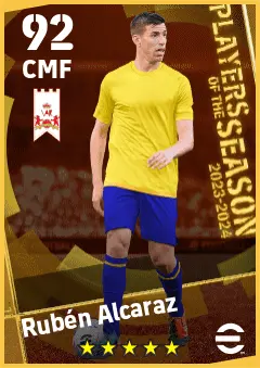 Ruben Alcaraz eFootball 2026 player card — 92 OVR CMF