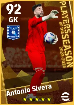 Antonio Sivera eFootball 2026 player card — 92 OVR GK