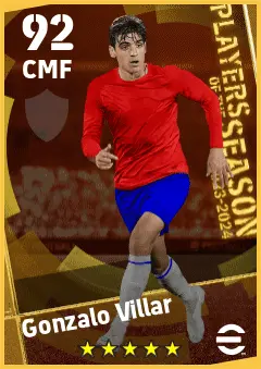 Gonzalo Villar eFootball 2026 player card — 92 OVR CMF