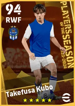 Takefusa Kubo eFootball 2026 player card — 94 OVR RWF