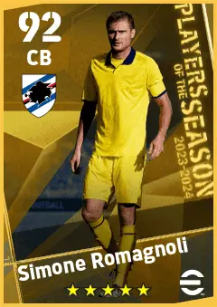Simone Romagnoli eFootball 2026 player card — 92 OVR CB