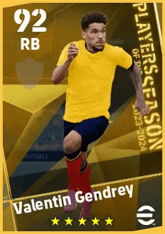 Valentin Gendrey eFootball 2026 player card — 92 OVR RB