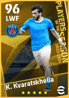 K. Kvaratskhelia eFootball 2026 player card — 96 OVR LWF