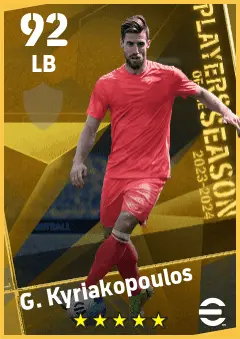 G. Kyriakopoulos eFootball 2026 player card — 92 OVR LB