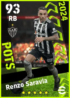 Renzo Saravia eFootball 2026 player card — 93 OVR RB