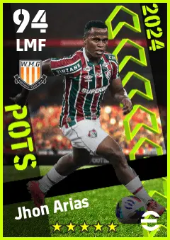 Jhon Arias eFootball 2026 player card — 94 OVR LMF