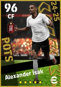 Alexander Isak eFootball 2026 player card — 96 OVR CF