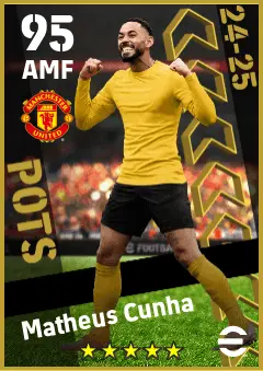 Matheus Cunha eFootball 2026 player card — 95 OVR AMF