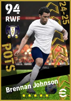 Brennan Johnson eFootball 2026 player card — 94 OVR RWF