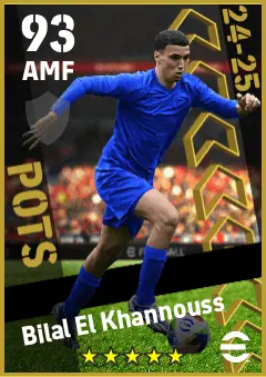 Bilal El Khannouss eFootball 2026 player card — 93 OVR AMF