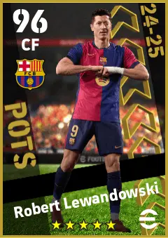 Robert Lewandowski eFootball 2026 player card — 96 OVR CF
