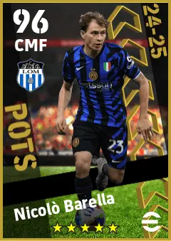 Nicolo Barella eFootball 2026 player card — 96 OVR CMF