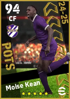 Moise Kean eFootball 2026 player card — 94 OVR CF