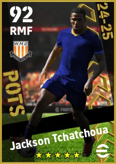 Jackson Tchatchoua eFootball 2026 player card — 92 OVR RMF