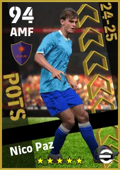 Nico Paz eFootball 2026 player card — 94 OVR AMF