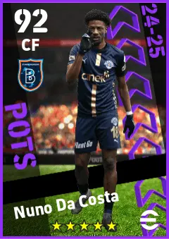 Nuno Da Costa eFootball 2026 player card — 92 OVR CF