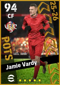 Jamie Vardy eFootball 2026 player card — 94 OVR CF