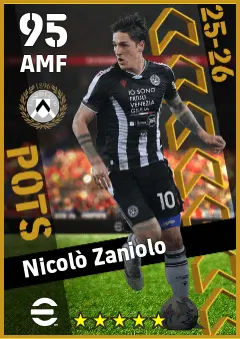 Nicolo Zaniolo eFootball 2026 player card — 95 OVR AMF
