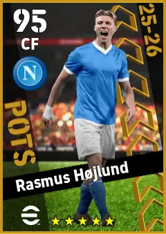 Rasmus Hojlund eFootball 2026 player card — 95 OVR CF