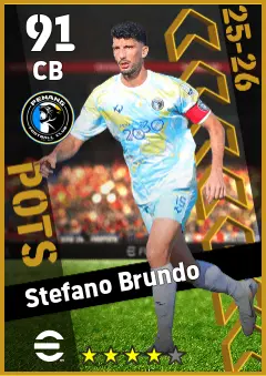 Stefano Brundo eFootball 2026 player card — 91 OVR CB