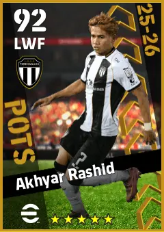 Akhyar Rashid eFootball 2026 player card — 92 OVR LWF