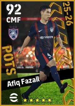 Afiq Fazail eFootball 2026 player card — 92 OVR CMF