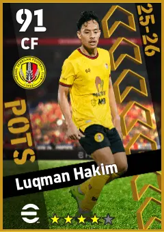 Luqman Hakim eFootball 2026 player card — 91 OVR CF