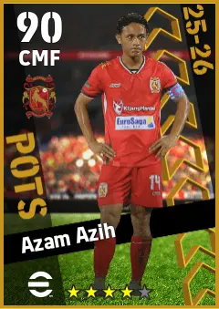 Azam Azih eFootball 2026 player card — 90 OVR CMF