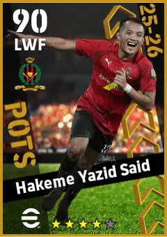 Hakeme Yazid Said eFootball 2026 player card — 90 OVR LWF